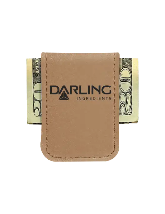 Tan Leatherette Money Clip w/Darling Ingredients Logo