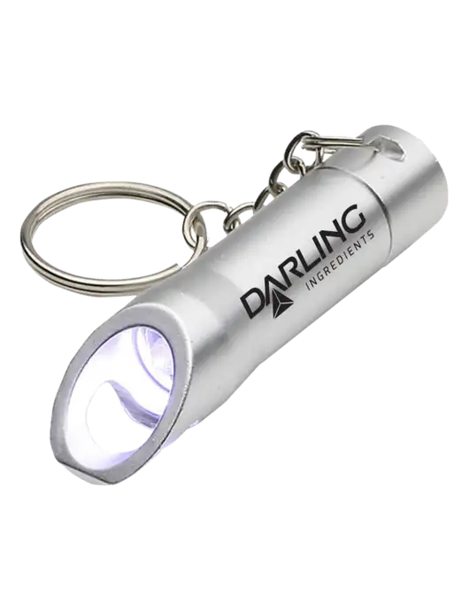Silver Pocket LED Flashlight with Bottle Opener & Keychain w/Darling Ingredients Logo