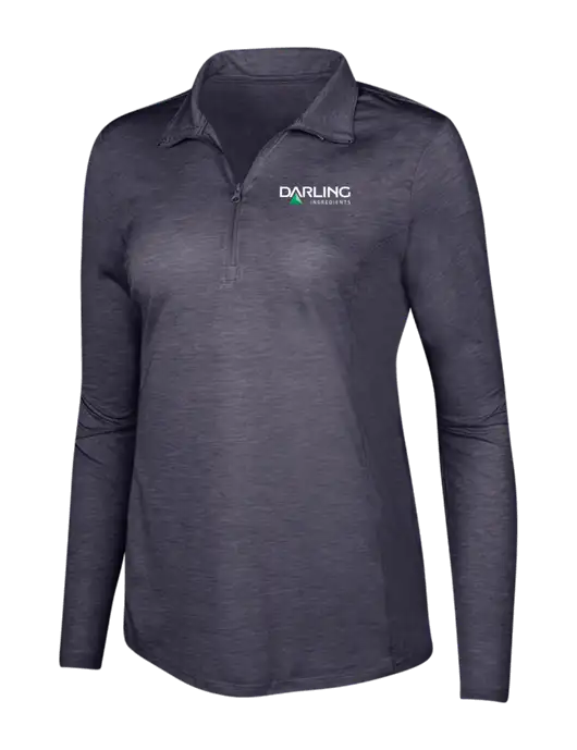 True Navy Heather Womens Posicharge Tri-Blend Wicking 1/4 Zip Pullover w/Darling Ingredients Logo