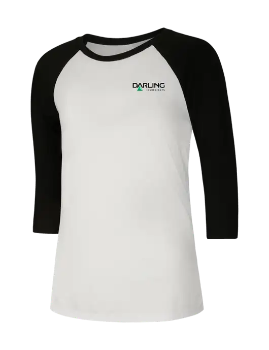 Womens Simply Soft 3/4 Sleeve Black/White Ring Spun Cotton T-Shirt w/Darling Ingredients Logo