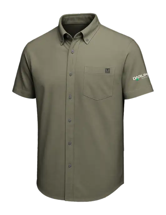 HUK Light Olive Kona Solid Shirt w/Darling Ingredients Logo