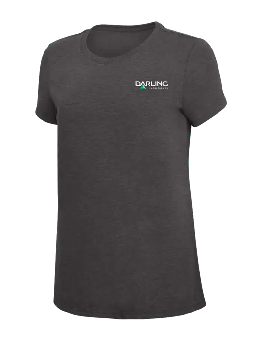 Womens Simply Soft Heather Charcoal 4.5oz  Poly/Combed Ring Spun Cotton T-Shirt w/Darling Ingredients Logo