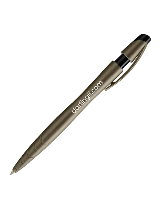 Awali Grey Metallic Pen - Black Ink w/DI URL Logo, Darling Ingredients Logo