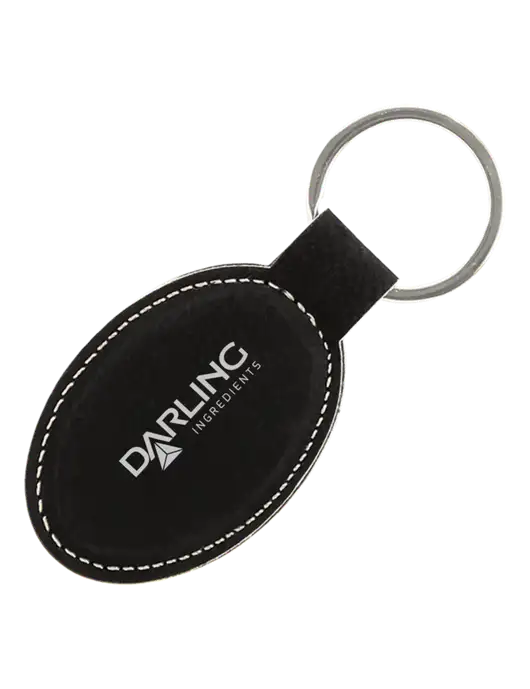 Black Leatherette Oval Keychain w/Darling Ingredients Logo