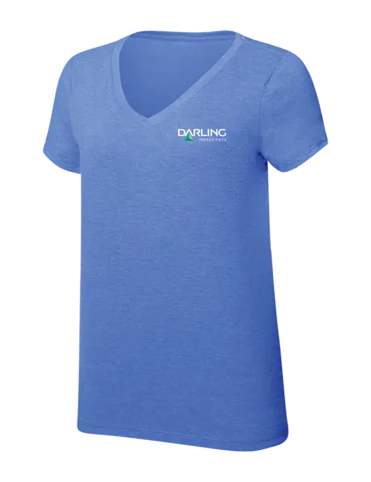 Womens Simply Soft V-Neck Royal Frost 4.5oz  Poly/Combed Ring Spun Cotton T-Shirt w/Darling Ingredients Logo