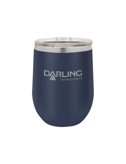 Polar Camel 12 oz Powder Coated Navy Vacuum Insulated Stemless Wine Tumbler w/Darling Ingredients Logo