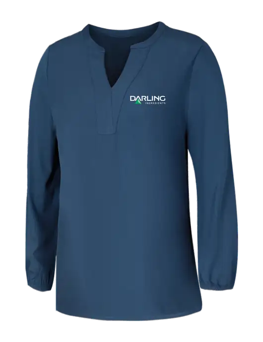 Mercer+Mettle Womens Light Navy Blue Grey Stretch Crepe 3/4 Sleeve Blouse w/Darling Ingredients Logo