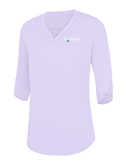 Womens Very Light Purple City Stretch 3/4-Sleeve Tunic w/Darling Ingredients Logo