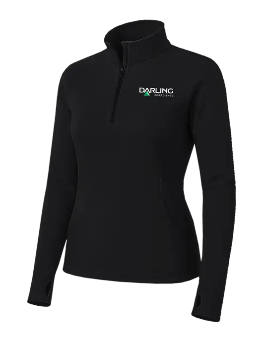 Womens Black Sport Wick Stretch 1/4 Zip Pullover w/Darling Ingredients Logo