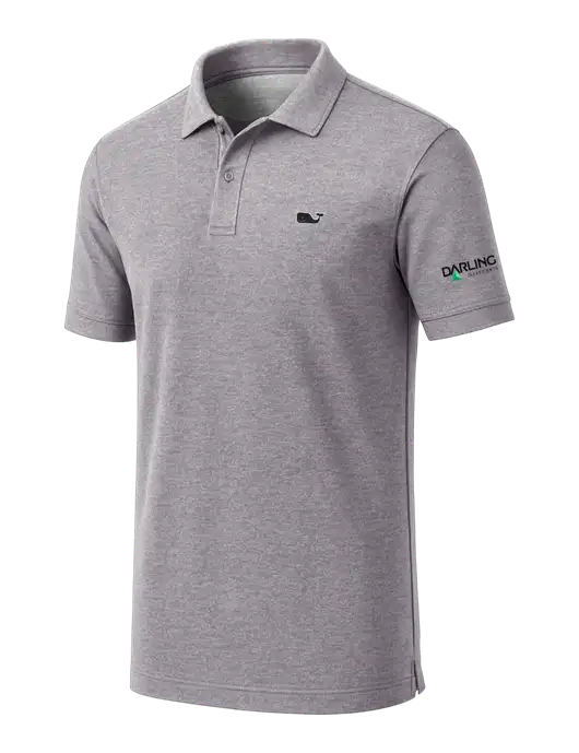 Vineyard Vines Edgartown Light Heather Grey Pique Polo w/Darling Ingredients Logo
