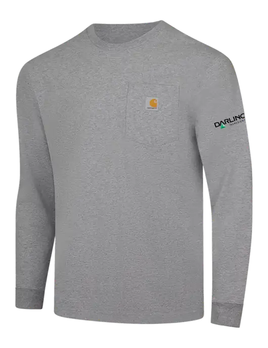 Carhartt Light Grey Heather Workwear Pocket Long Sleeve T-Shirt w/Darling Ingredients Logo