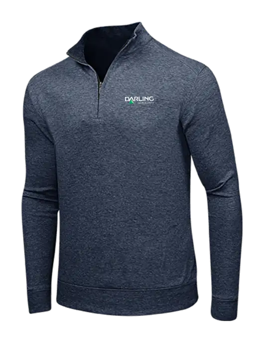 Estate Blue Heather/Charcoal Heather Interlock 1/4 Zip w/Darling Ingredients Logo
