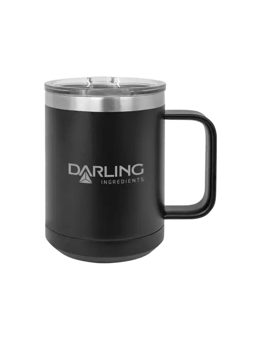 Polar Camel 15 oz Powder Coated Black Vacuum Insulated Mug with Slider Lid w/Darling Ingredients Logo