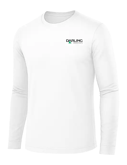 Long Sleeve White PosiCharge Competitor Tee w/Darling Ingredients Logo