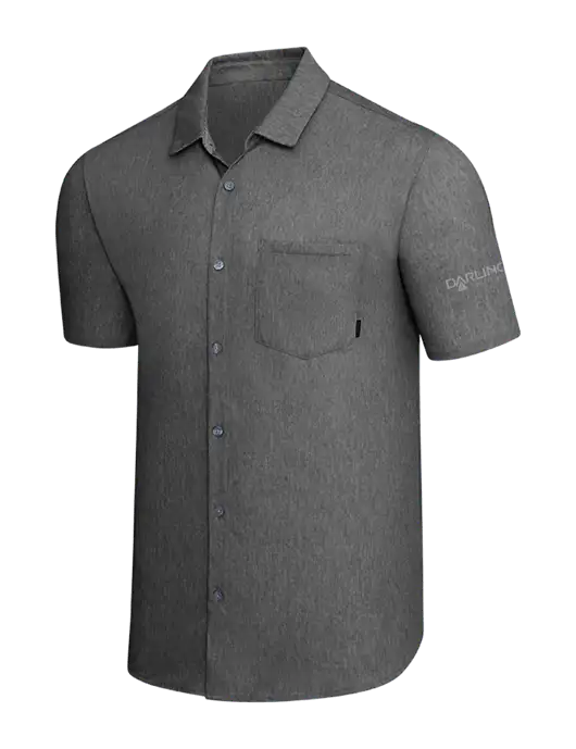 OGIO Dark Grey Heather Extend Short Sleeve Button Up Shirt w/Darling Ingredients Logo