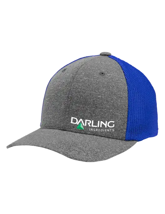 Flexfit Royal/Medium Grey Heather Melange Mesh Back Trucker Cap w/Darling Ingredients Logo