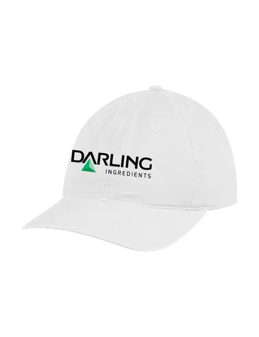 Garment Washed Unstructured Twill White Cap w/Darling Ingredients Logo