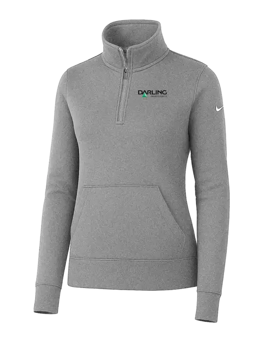 Nike Womens Light Grey Heather Club Fleece Sleeve Swoosh 1/2-Zip w/Darling Ingredients Logo
