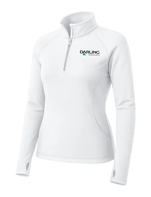 White Womens Sport Wick Stretch 1/4 Zip Pullover w/Darling Ingredients Logo