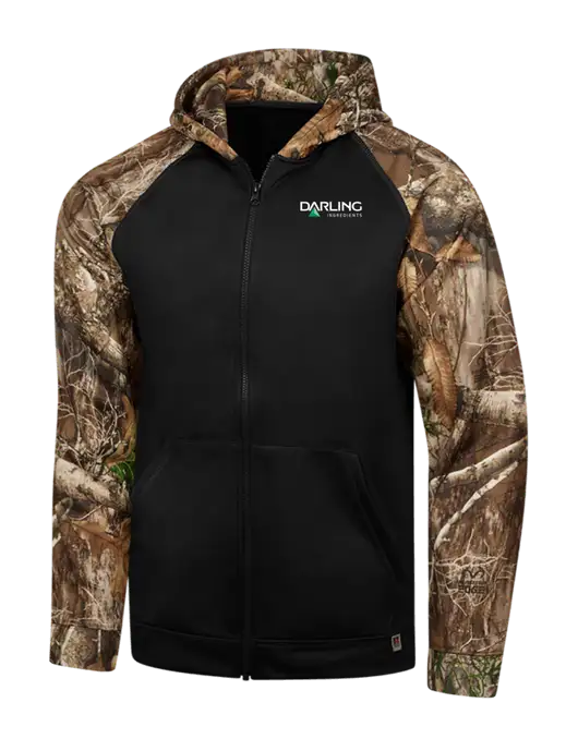 Russell Outdoors Black/Realtree Edge Camo Colorbock Performance Full Zip Hoodie w/Darling Ingredients Logo