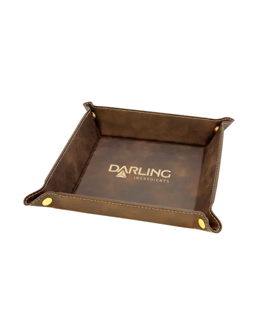 Rustic Leatherette Valet Tray, 6 x 6 w/Darling Ingredients Logo