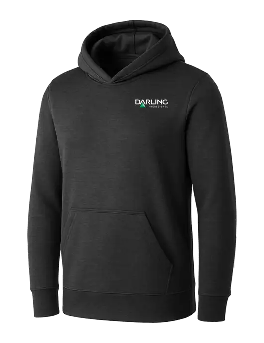 Womens Dark Grey Heather Core Fleece Pullover Hooded Sweatshirt w/Darling Ingredients Logo