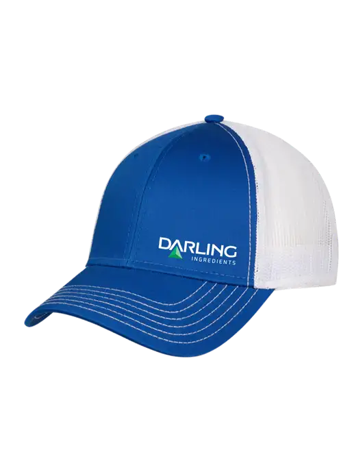 Royal & White Mesh Trucker Cap Snap Back w/Darling Ingredients Logo