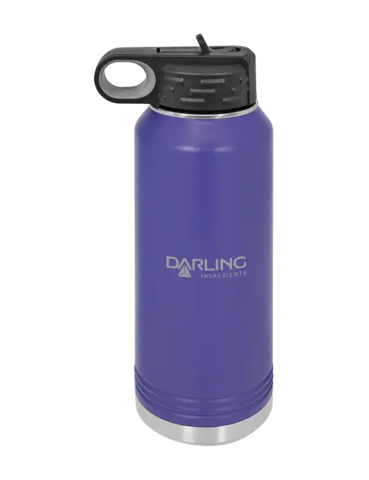 Polar Camel 32 oz Powder Coated Purple Vacuum Insulated Water Bottle w/Darling Ingredients Logo
