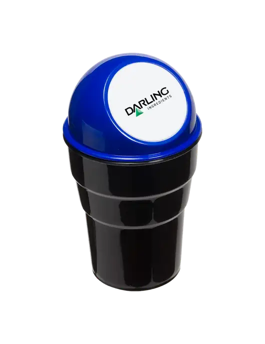 Blue Car Cup Holder Trash Can w/Darling Ingredients Logo