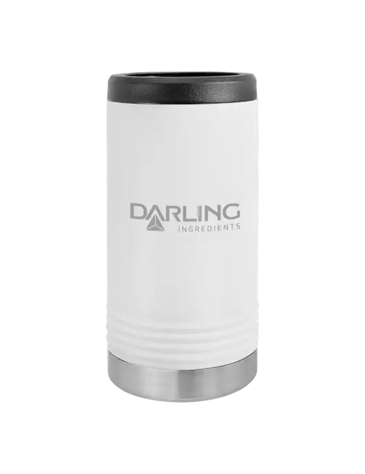 Polar Camel Powder Coated White Vacuum Insulated Slim Beverage Holder w/Darling Ingredients Logo