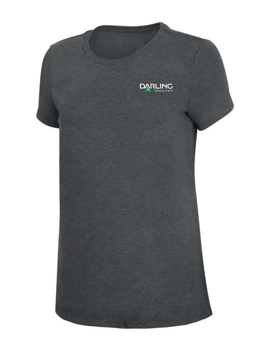 Womens Simply Soft Charcoal 4.5oz Poly/Combed Ring Spun Cotton T-Shirt w/Darling Ingredients Logo