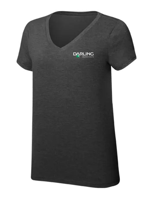 Womens Simply Soft V-Neck Black Frost 4.5oz  Poly/Combed Ring Spun Cotton T-Shirt w/Darling Ingredients Logo