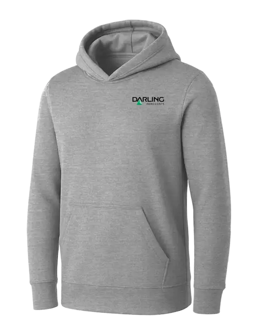 Womens Light Grey Heather Core Fleece Pullover Hooded Sweatshirt w/Darling Ingredients Logo