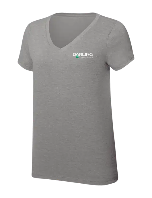 Womens Simply Soft V-Neck Grey Frost 4.5oz  Poly/Combed Ring Spun Cotton T-Shirt w/Darling Ingredients Logo