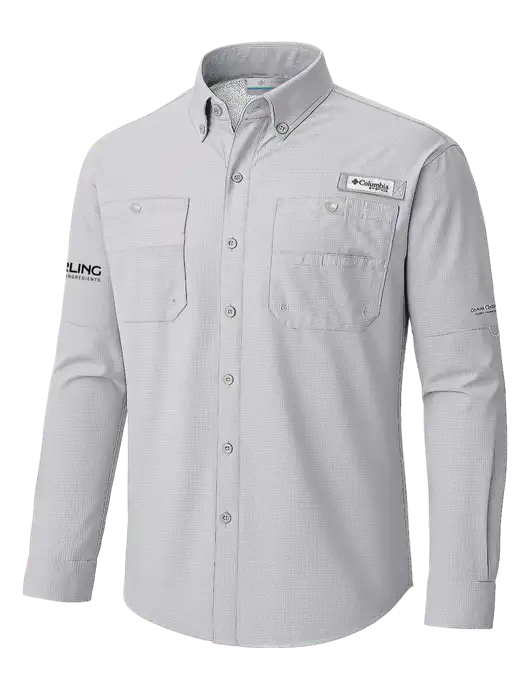 Columbia Cool Grey PFG Tamiami II Long SleeveShirt w/Darling Ingredients Logo