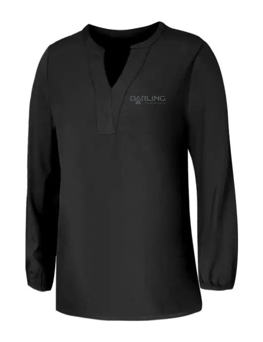 Mercer+Mettle Womens Deep Black Stretch Crepe 3/4 Sleeve Blouse w/Darling Ingredients Logo