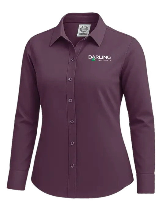Brooks Brothers Womens Eggplant Wrinkle-Free Stretch Nailhead Shirt w/Darling Ingredients Logo