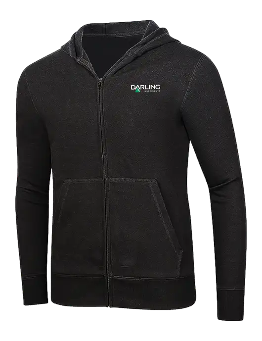 Full-Zip Black Heavyweight Hooded Sweatshirt w/Darling Ingredients Logo