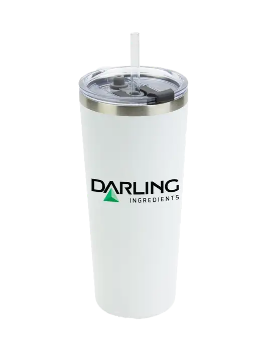 Brighton White 20 oz Insulated Tumbler & Straw w/Darling Ingredients Logo