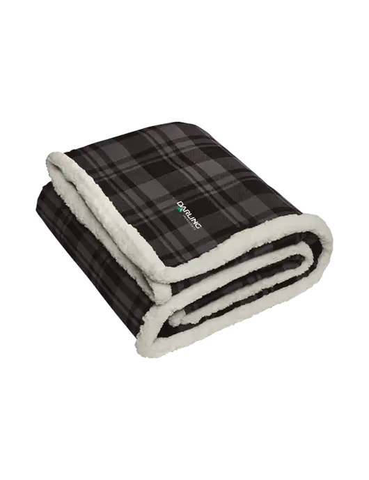 Charcoal/Medium Grey Flannel  Sherpa Blanket w/Darling Ingredients Logo