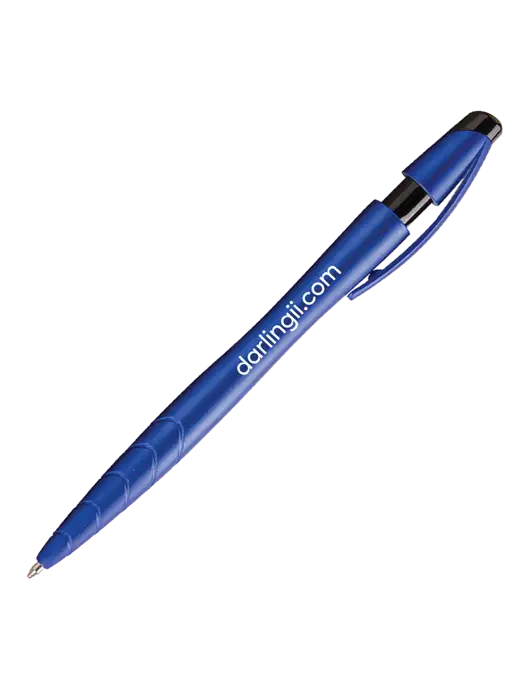 Awali Blue Metallic Pen - Black Ink w/DI URL Logo, Darling Ingredients Logo