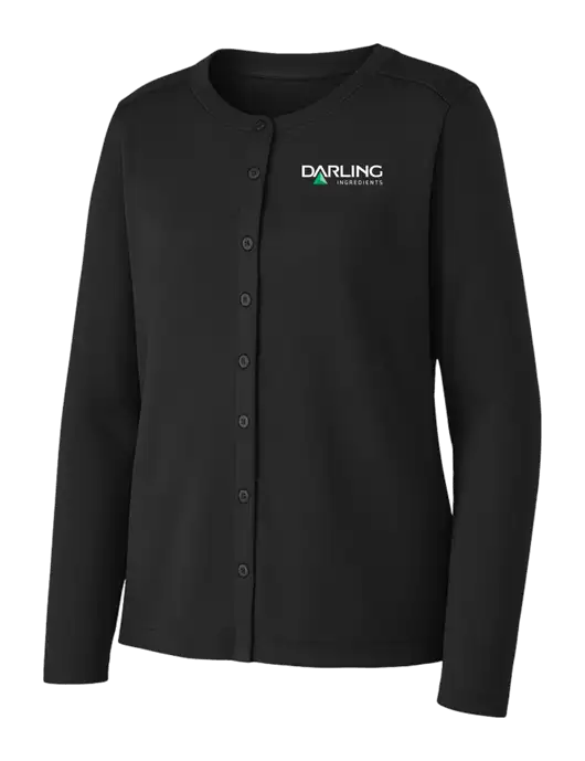 Black Womens Concept Stretch Button-Front Cardigan Sweater w/Darling Ingredients Logo