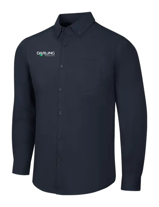 Navy Long Sleeve Carefree Poplin Shirt w/Darling Ingredients Logo
