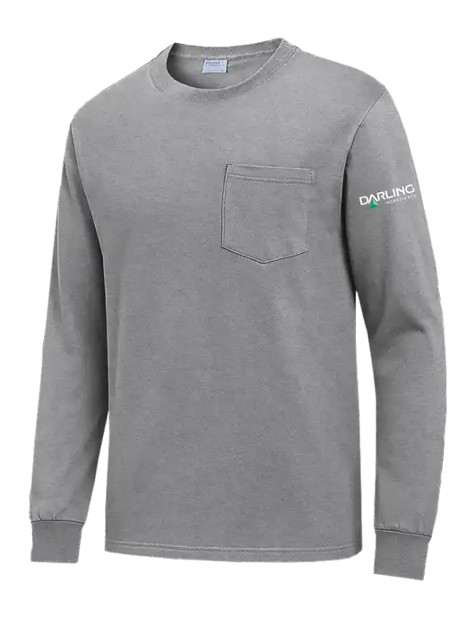 Medium Grey Heather Long Sleeve Heavyweight 6.1 oz Pocket T-Shirt w/Darling Ingredients Logo