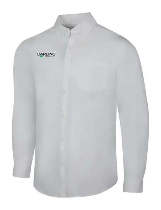 White Long Sleeve Carefree Poplin Shirt w/Darling Ingredients Logo
