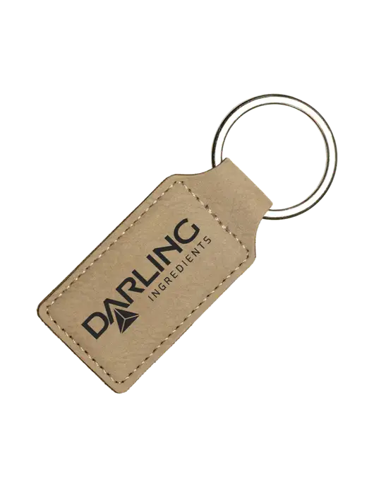 Tan Laserable Leatherette Rectangle Keychain w/Darling Ingredients Logo