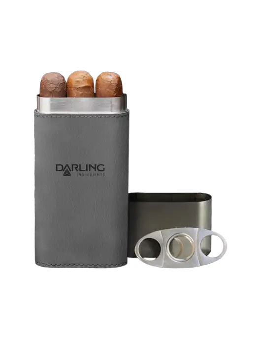 Grey Leatherette Cigar Case with Cutter w/Darling Ingredients Logo