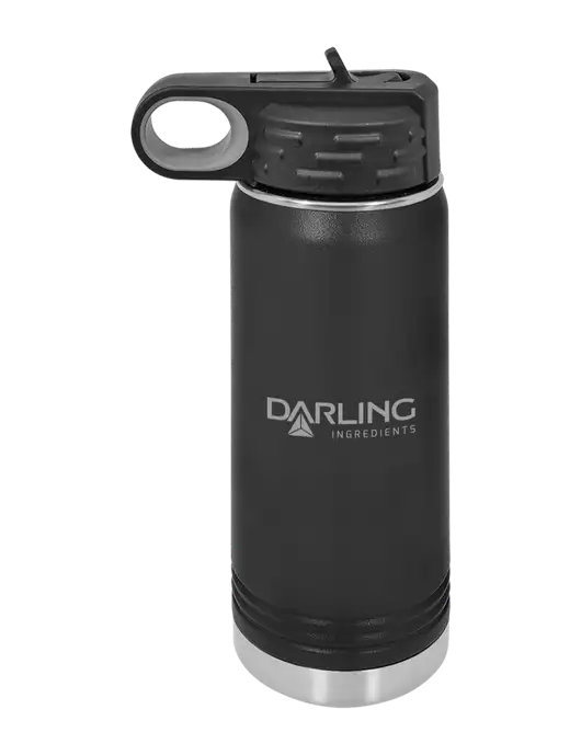 Polar Camel 20 oz Powder Coated Black Vacuum Insulated Water Bottle w/Darling Ingredients Logo