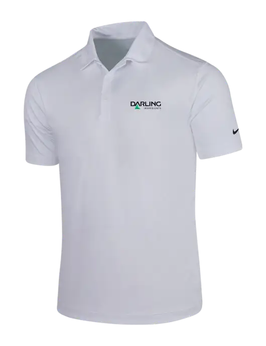 NIKE White Dri-Fit Vertical Mesh Polo w/Darling Ingredients Logo
