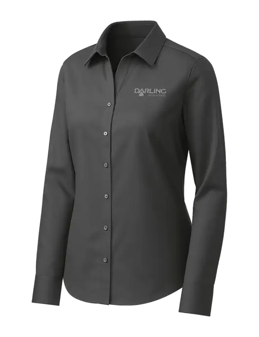 Brooks Brothers Womens Dark Grey Wrinkle-Free Stretch Pinpoint Shirt w/Darling Ingredients Logo